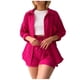 thumbnail image 3 of MKLEKYY Conjunto De Camiseta De Manga Larga Lisa Para Mujer, Pantalones Cortos Con Cordón Y Cintura Alta, Informal, Sin Mangas, 3 of 4