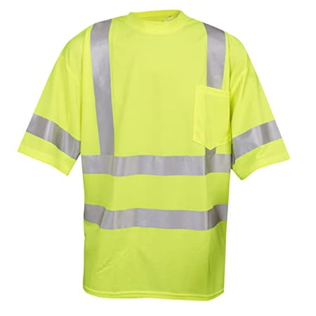 

Cordova Cor-Brite Type R Class III Lime Birdseye Mesh T-Shirt Short Sleeves Chest Pocket 2-Inch Silver Reflective Tape 3X-Large