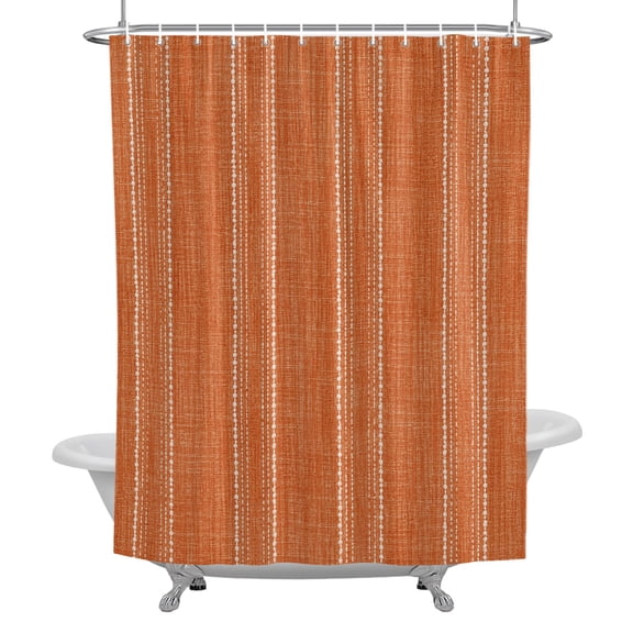Bathroom Shower Curtain Modern Minimalist Orange Stripes Waterproof Shower Curtains with Hooks, Neutral Aesthetic Art Bath Curtains Bathtub Curtain Home Decor 36x72in