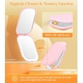 thumbnail image 6 of Lighted Travel Makeup Mirror with Light and Magnification, 3X Magnification Rechargeable Small Mirror with Three-Color Adjustable Light, Led Mini Mirror for Purse - Pink, 6 of 6