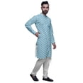 thumbnail image 2 of Atasi Kurta Pyjama de Designer pour Hommes Ensemble Kurta Angrakha Imprimé Vêtements d'Été, 2 of 3