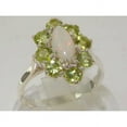 thumbnail image 6 of LBG British Made Solid 10k White Gold Natural Opal & Peridot Womens Anniversary Ring - 33 size options - Size 12, 6 of 7