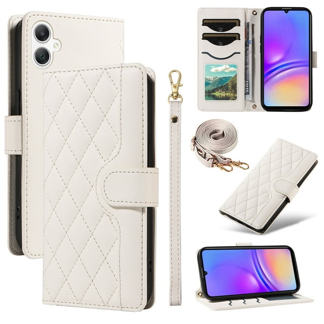 Samsung Galaxy A06 Phone Case , Wallet Flip Cover Adjustable Crossbody Lanyard Magnetic Card Slots