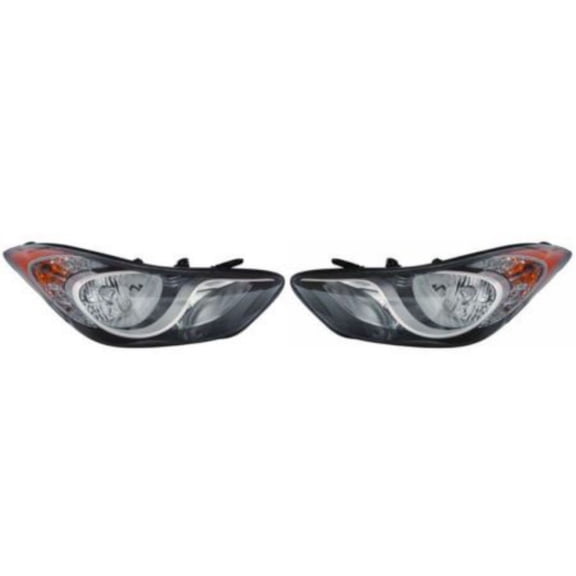 CarLights360: Fits Hyundai Elantra Headlight 2011 2012 2013 Pair Driver and Passenger Side Black Housing CAPA Certified For HY2502164 | HY2503164