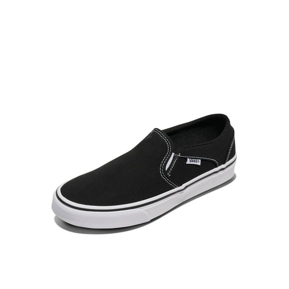 Zapato Vans Asher Slip-On para mujer, color negro/blanco, talla 8.5