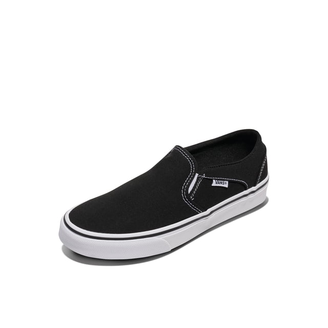 Zapato Vans Asher Slip-On para mujer, color negro/blanco, talla 10.5