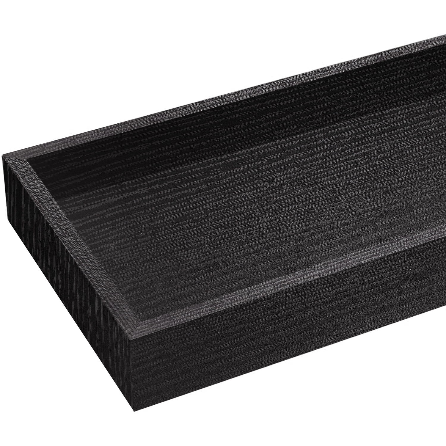 Mifurn 15.7" Floating Shelves for Wall, with Raised Lip, Set of 2, Black