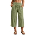 thumbnail image 2 of BUIGTTKLOP Capri Pants for Women High Waisted Comfy Capris Wide Leg Palazzo Lounge Cropped Pants with Pockets, 2 of 6