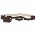 thumbnail image 2 of vidaXL 12 Piece Patio Lounge Set with Cushions Poly Rattan Brown, 2 of 3