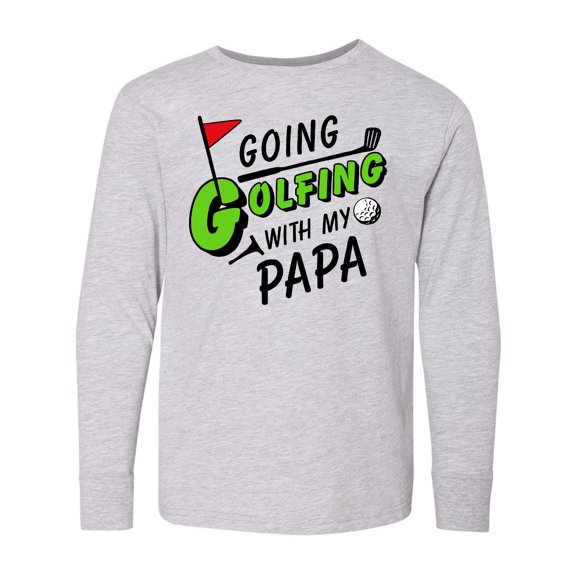 Inktastic Going Golfing with My Papa- Kids Golf Long Sleeve Youth T-Shirt