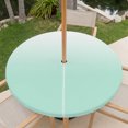 thumbnail image 6 of Round Outdoor Tablecloth with Umbrella Hole and Zipper, Ombre Green White Fitted Table Cover with Elastic Edge for 45-54 Inch, Modern Painting Waterproof Patio Tablecoths for Picnic, 6 of 9