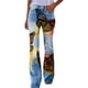 thumbnail image 4 of Pantalones vaqueros de mezclilla desgastados con corte acampanado y estampado floral de bota corta para mujer, pantalones vaqueros de mezclilla sintética rojos sexys para mujer (L), 4 of 4