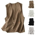 thumbnail image 1 of Économies d'Automne! Gilets d'Extérieur pour Femmes, Gilets Courts pour Femmes Mode Décontractée Légère, Gilets Sans Manches pour Femmes, Gilet en Coton et Lin pour Femmes Tendance Cardigan Sans Manches en Denim Décontracté, 1 of 7