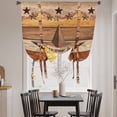 thumbnail image 3 of Western Texas Star Vintage Balloon Curtains for Living Room/French Door, Farmhouse Brown Wood Grain Tie Up Curtains 63 Inch Length Energy Saving Kitchen Curtains Shades for Windows 42"x63", 3 of 8