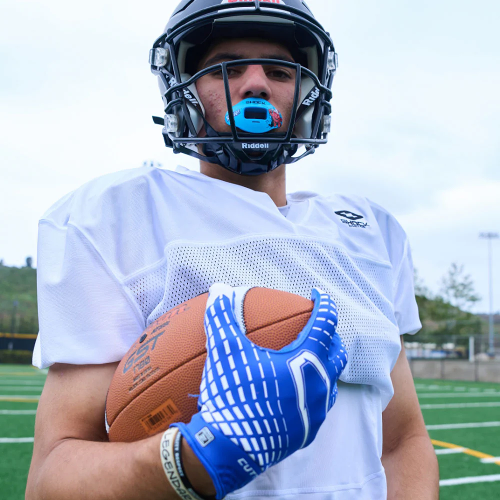 Cutters, Rev 5.0 Football Receiver Gloves, Youth, M, Royal