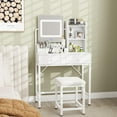 thumbnail image 2 of Aiho Makeup Vanity Desk with Mirror and Adjustable Lights, White Vanity with Chair & 2 Drawers & 3 Shelves, Best Gifts for Bedroom, Closet Room, White, 2 of 10