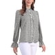thumbnail image 4 of Blusa de Cuadros de Gingham para Mujeres con Volantes, Cuello en V, Botones en la Parte Frontal, Manga Larga, Camisa de Cuadros S Negra, 4 of 6