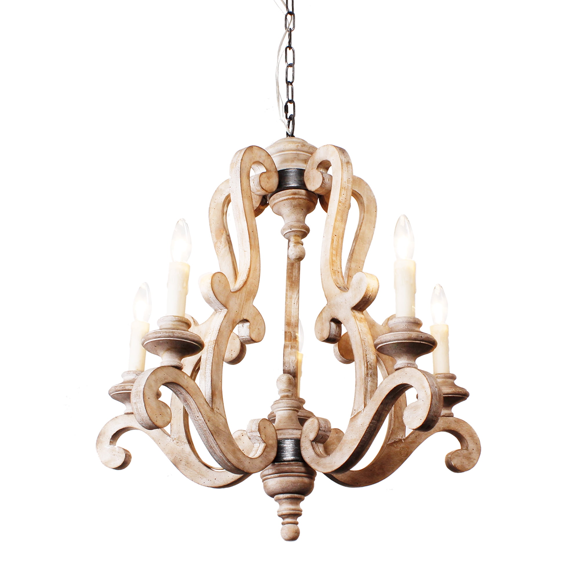 Cusp Barn 5-Light Wood Chandelier Rustic Chandelier Farmhouse Chandeliers for Living Room