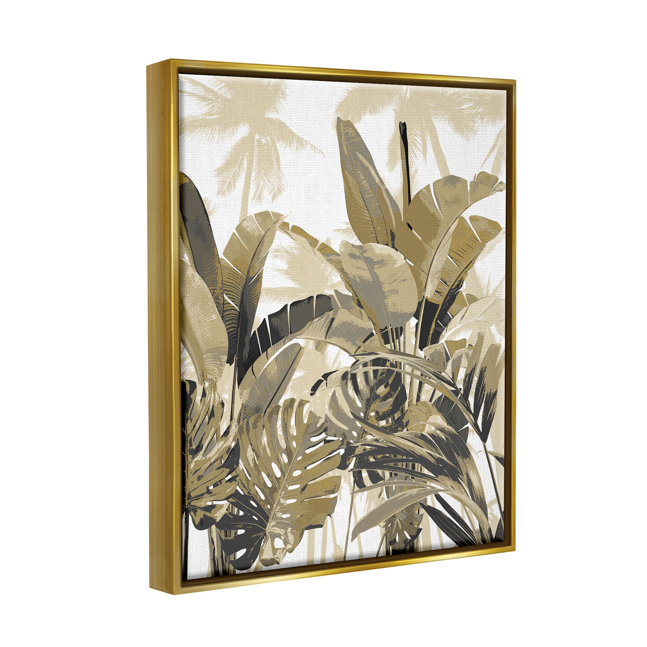 Tropical Layered Summer Palms Botanical & Floral Graphic Art Metallic Gold Framed Art Print Wall Art