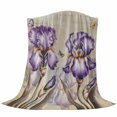 thumbnail image 6 of Purple Iris Blanket Soft Cozy Warm Throw Blanket for Couch, Plush Fuzzy Flannel Fleece Blankets for Sofa, Spring Vintage Flowers Butterfly Leaves Khaki Bed Blankets Lightweight Gifts for Men, 50"x60", 6 of 9