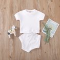 thumbnail image 2 of IROINNID Infant Girl's Solid Ribbed Stitch Tops Shorts Outfits Set, 2 of 9