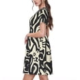 thumbnail image 2 of Easygdp Abstract Cat Faces Pattern para Vestido Transpirable de Mujer, Vestido Suelto de Manga Corta con Pliegues y Bolsillos para el Verano, 2 of 6