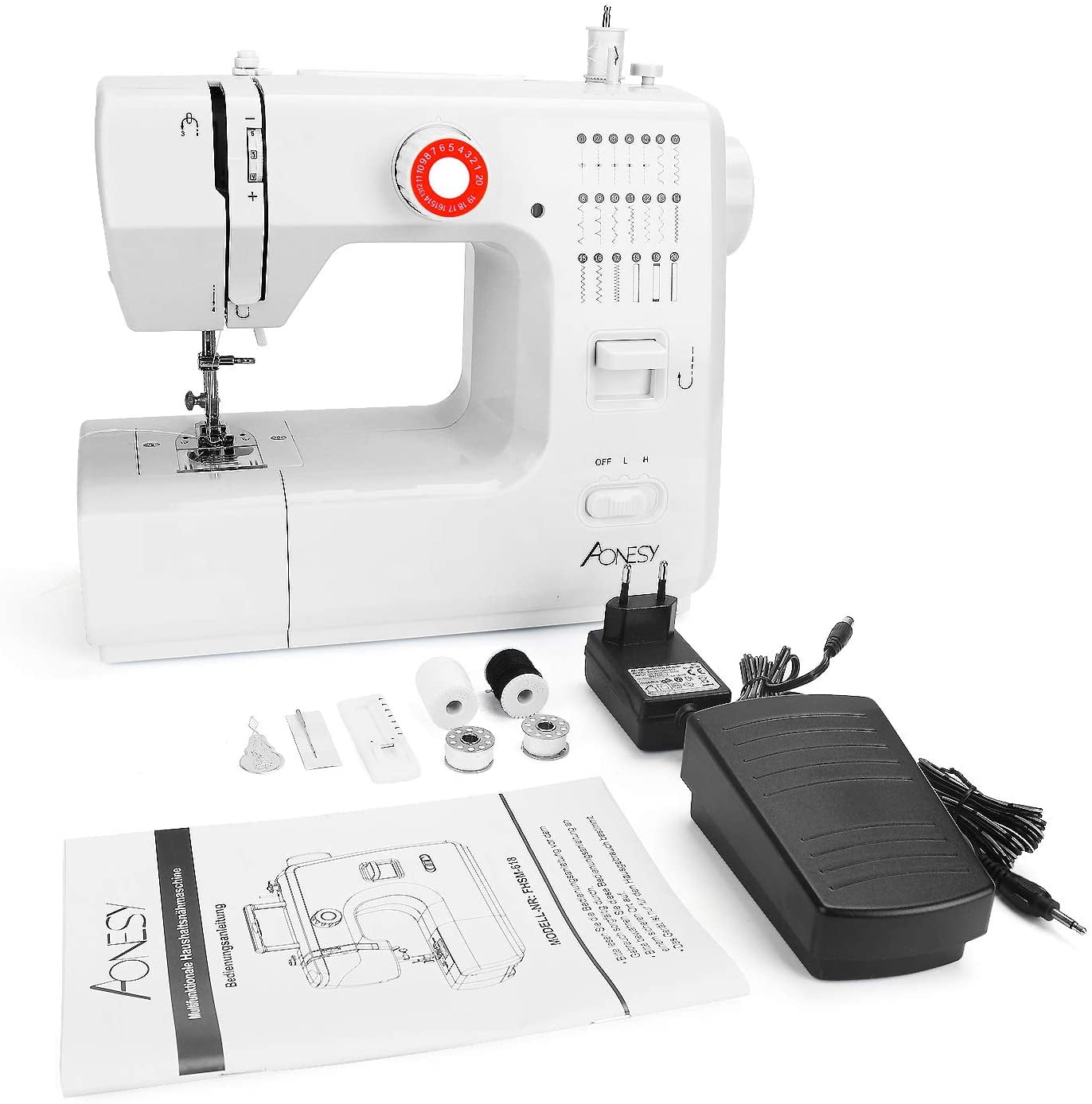 Aonesy Sewing Machine for Beginners, 20 Stitches 2 Speeds, Electric Small  Sewing Machine with Foot Pedal, Automatic Winding for Cloth Girls Adults