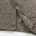 thumbnail image 4 of JUUYY Men's Cardigan Sweater Casual Double Breasted Shawl Collar Striped Cable Knit Jacket Coat Solid Color Outwear Coffee L, 4 of 8