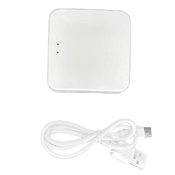 Smart Home Bluetooth Mesh Gateway Controller - Tuya Wireless Hub with PC Housing, DC 5V Power, 59x59x11mm Compact Size, White Color - Includes Gateway Unit, Data Cable & English User Manual for Smart