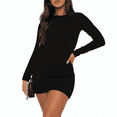 thumbnail image 6 of SOMER Dresses for Women Cocktail Long Sleeve Dress for Women Sexy Bodycon Mini Boat Neck Casual Black Dress, 6 of 7