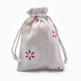thumbnail image 1 of Polycotton(Polyester Cotton) Packing Pouches Drawstring Bags with Printed Snowflake Old Lace 14x10cm, 1 of 4