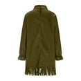 thumbnail image 5 of ZQUUVOU Women's faux Suede Dress Turtle Neck Long Sleeve Loose Tops with Pockets Fringe Boho Fall Winter Outfit Green, 5 of 8