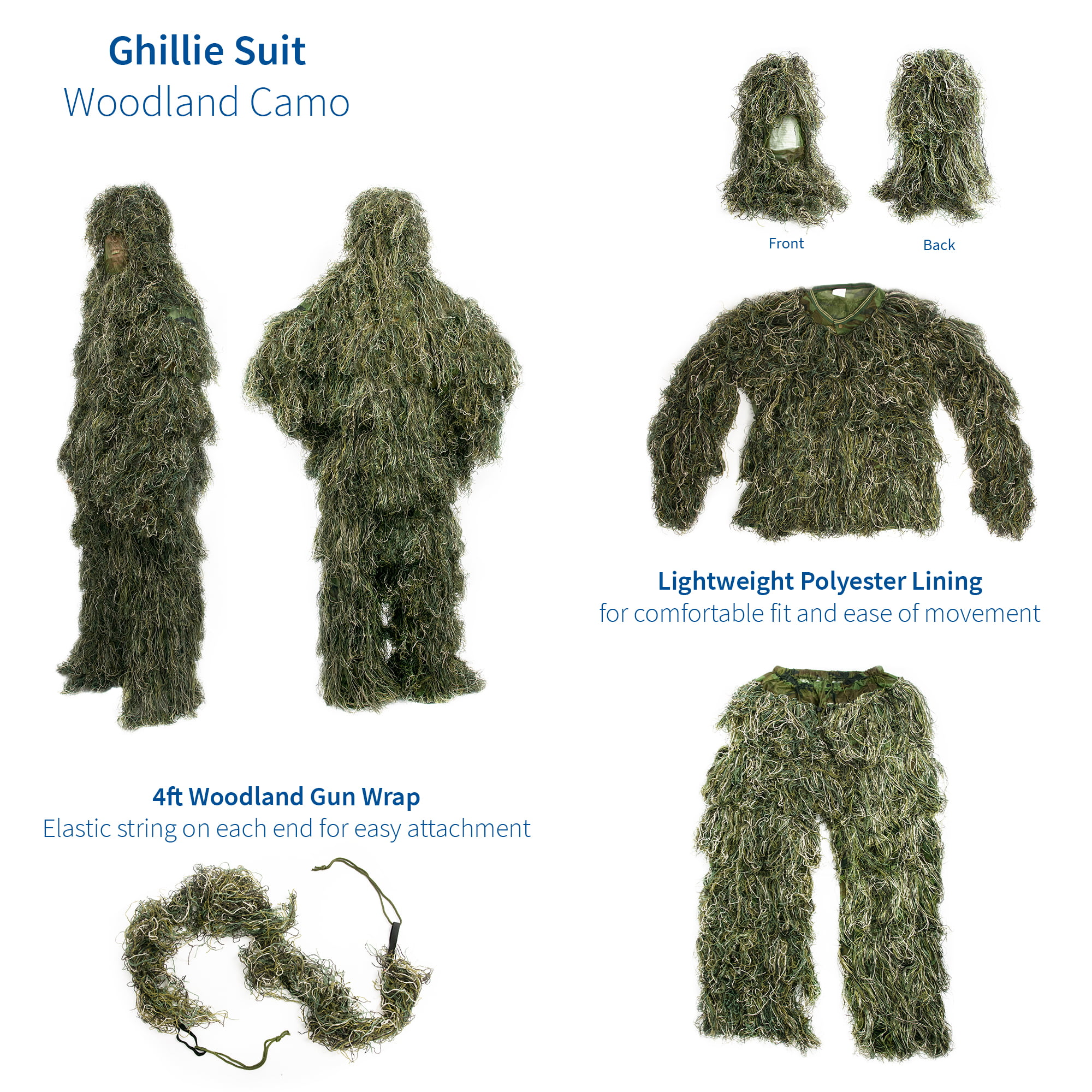 Details about   New Ghillie Suit Woodland Camouflage Forest Hunting Green Military Jungle Camo 