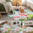 thumbnail image 5 of Summer Flamingos Round Area Rug 3.3Ft Washable Circle Rugs for Dining Room Table, Tropical Flowers Leaves Cactus Plaid Non-Slip Carpet Floor Mats Indoor Outdoor Carpet Runner Aesthetic Home Decor, 5 of 8
