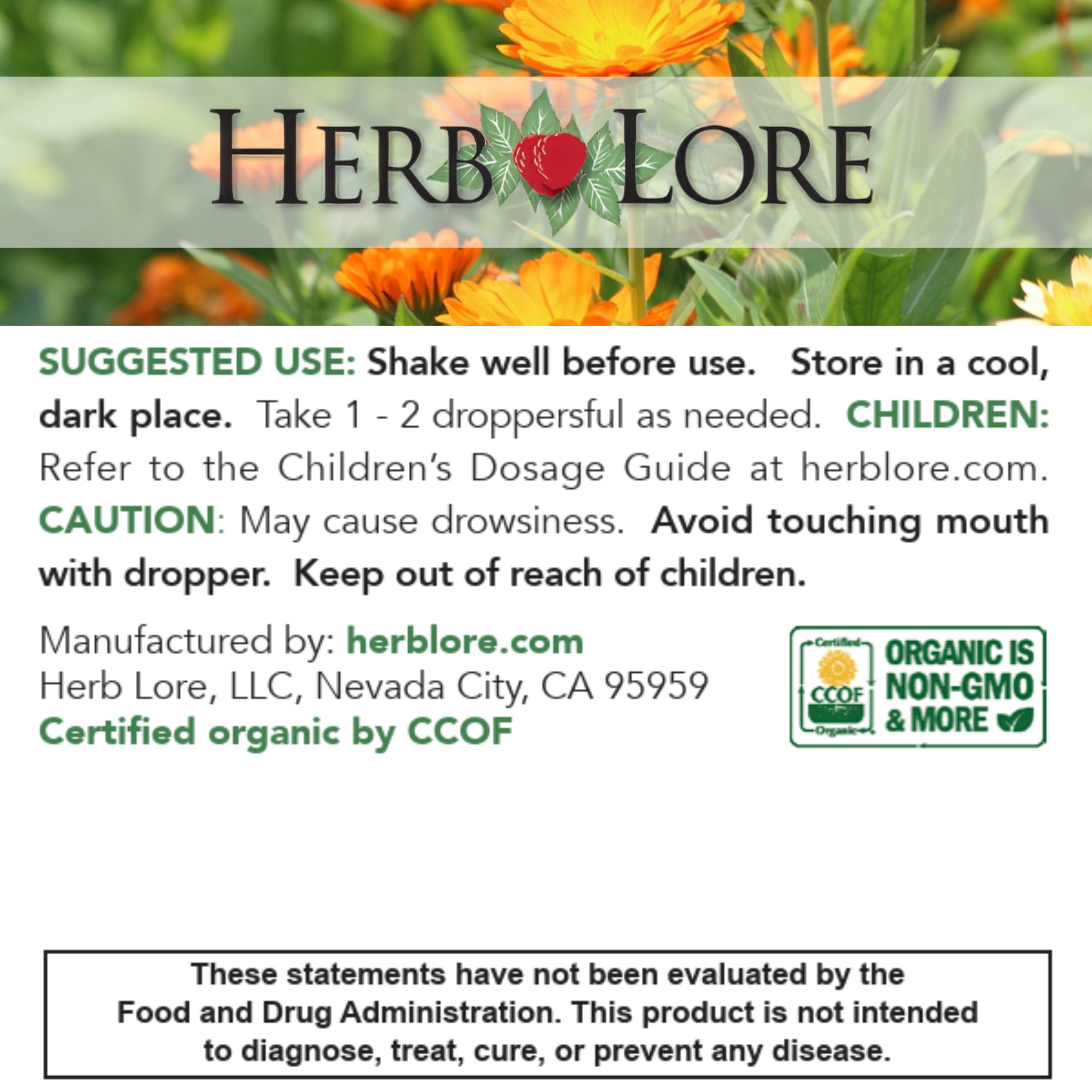 Herb Lore USDA Organic Valerian Root Tincture - Liquid Sleep Aid Drops for Adults & Kids - Alcohol Free (4 fl oz)