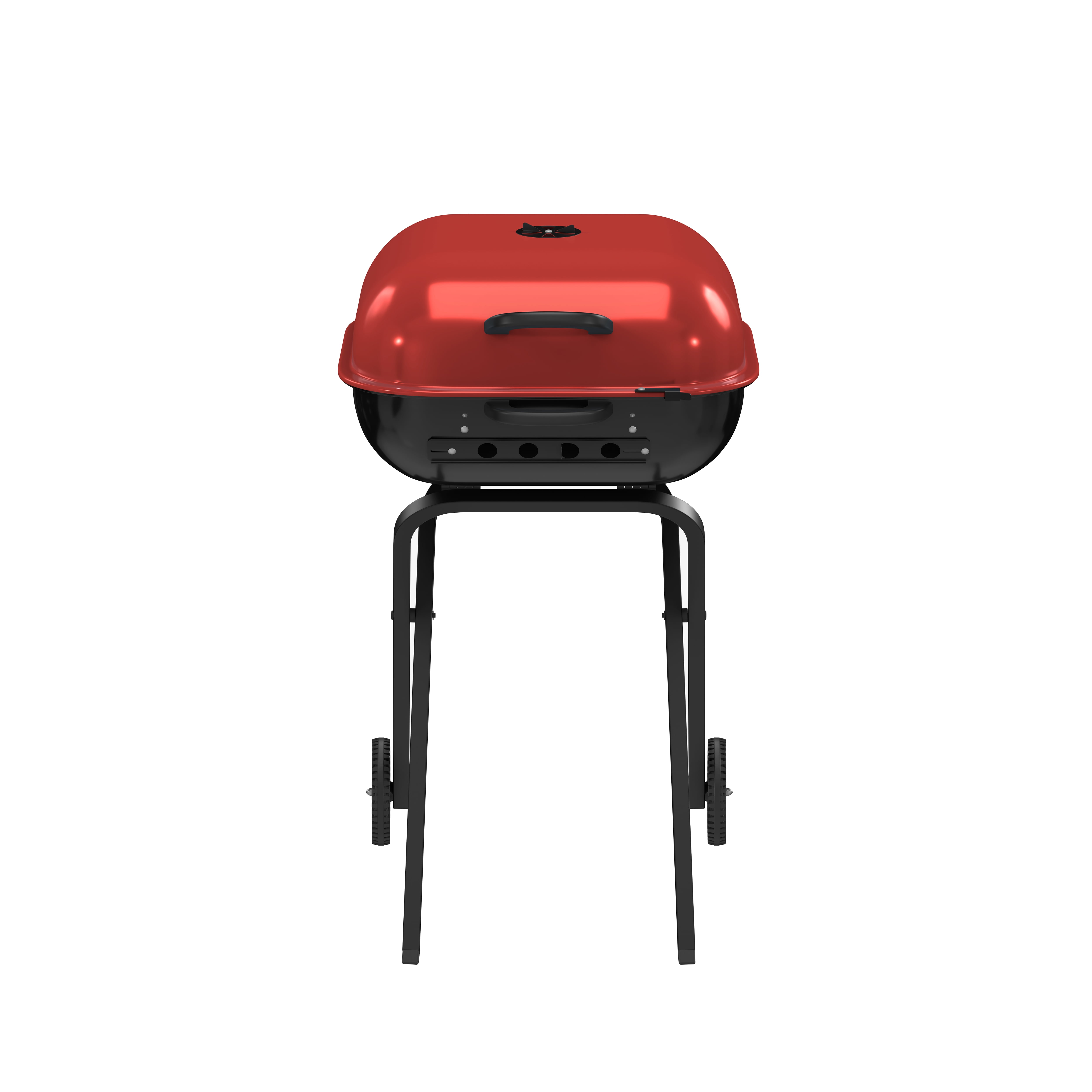 Americana Walk-A-Bout Charcoal Original Square Grill-100% Pre-Assembled Portable Steel, Red