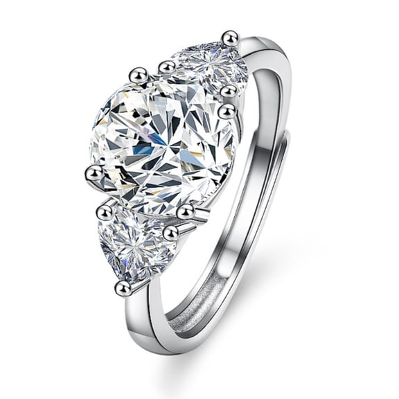 3 Carat Adjustable Moissanite Ring for Women D Color VVS1 925 Sterling Silver Round Cut Moissanite Engagement Bands Simulated Diamond Ring Lab Created Diamond Promise Ring