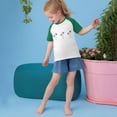 thumbnail image 6 of Girls Raglan Graphic Tees Size 3-14 Baseball Summer Cute Short Sleeve T-Shirts Loose Fit Round Neck Casual Tops Green， 7 Years, 6 of 7
