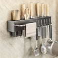 thumbnail image 2 of Kitchen Storage Rack Wall Mounted Multifunctional Knife And Utensil Holder With Chopstick Cage No Drill Installation Options, 2 of 6