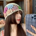 thumbnail image 3 of SikaFu Spring And Summer New Literary Colored Flower Hollow Hat Women Sweet Fashion National Wind Knitting Baotou Hat, 3 of 9