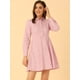 thumbnail image 3 of Vestido camisero Allegra K manga larga floral bordado Rosa L, 3 of 5