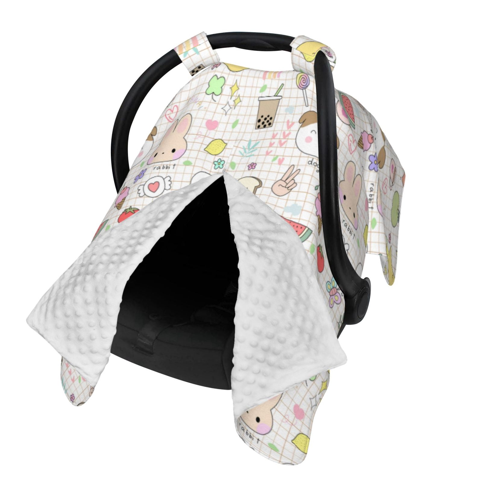 Naloa Summer Rabbit Baby Car Seat Cover, Breathable Baby Carrier Cover, Multiuse Baby Carrier Cover & Nursing Breastfeeding Cover