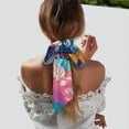 thumbnail image 5 of Wukai Colorful Whimsical Earth Print Hair Scarf for Women Fashion Silky Satin Headscarf Wrap Breathable Lightweight Neck Scarves For Handbag Accessories, 5 of 6