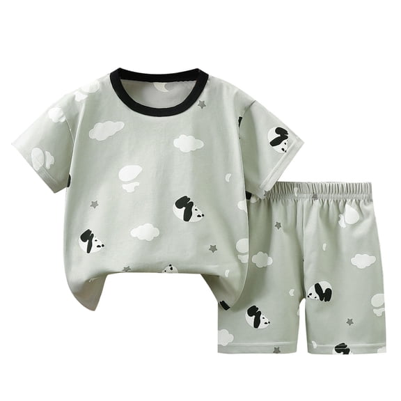 ZACPNCV Toddler Boys 2 Piece Outfits Cotton Summer Clothes Cartoon Print T-shirt and Shorts Set Multicolor 5-6 Years