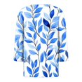 thumbnail image 4 of Fatuov Women's Shirts Plus Size Floral Print Casual Blouses for Home Crew Neck 3/4 Sleeve Drop Shoulder Loose Fit Comfy Shirts Multicolor, XXXXXL, 4 of 5