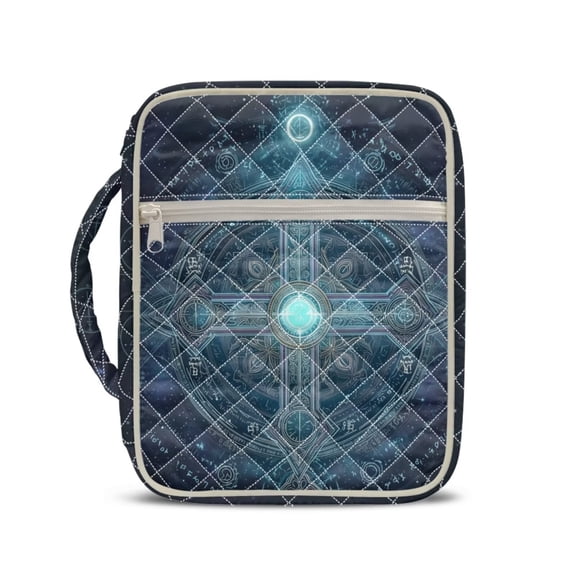 Xixirimido Quilted Bible Cover Bible Case for Women, Large Bible Carrying Case with Handle, Bible Study Supplies & Christian Gift for Men, Cross & Mandala Style Pattern