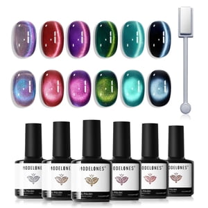 Modelones Cat Eye Gel Nail Polish, 6-Color Magnetic Set