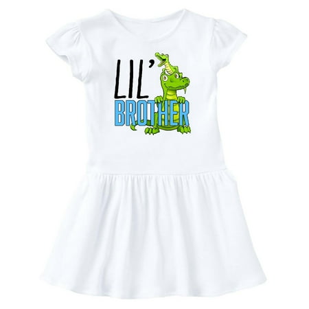 

Inktastic Lil Brother with Cute Green Alligators Gift Baby Girl Dress