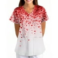 thumbnail image 3 of Womens Valentine's Day Scrub Tops Cute Heart Print Short Sleeve Nurse Working Uniforms Valentine's Day Soft Stretchy Holiday Scrub T Shirts, 3 of 5