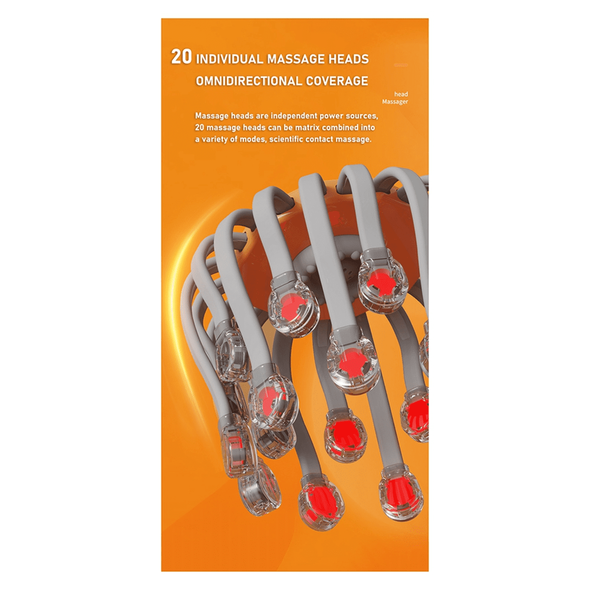 20Massage Heads Scalp Massager Red Light Therapy Vibrator Octopus Scratcher for Relaxation Stress(White)